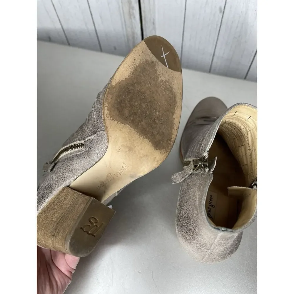 Paul Green Metallic Zip Boots Heels Shoes Moto Size UK 5 Women's US 7.5
